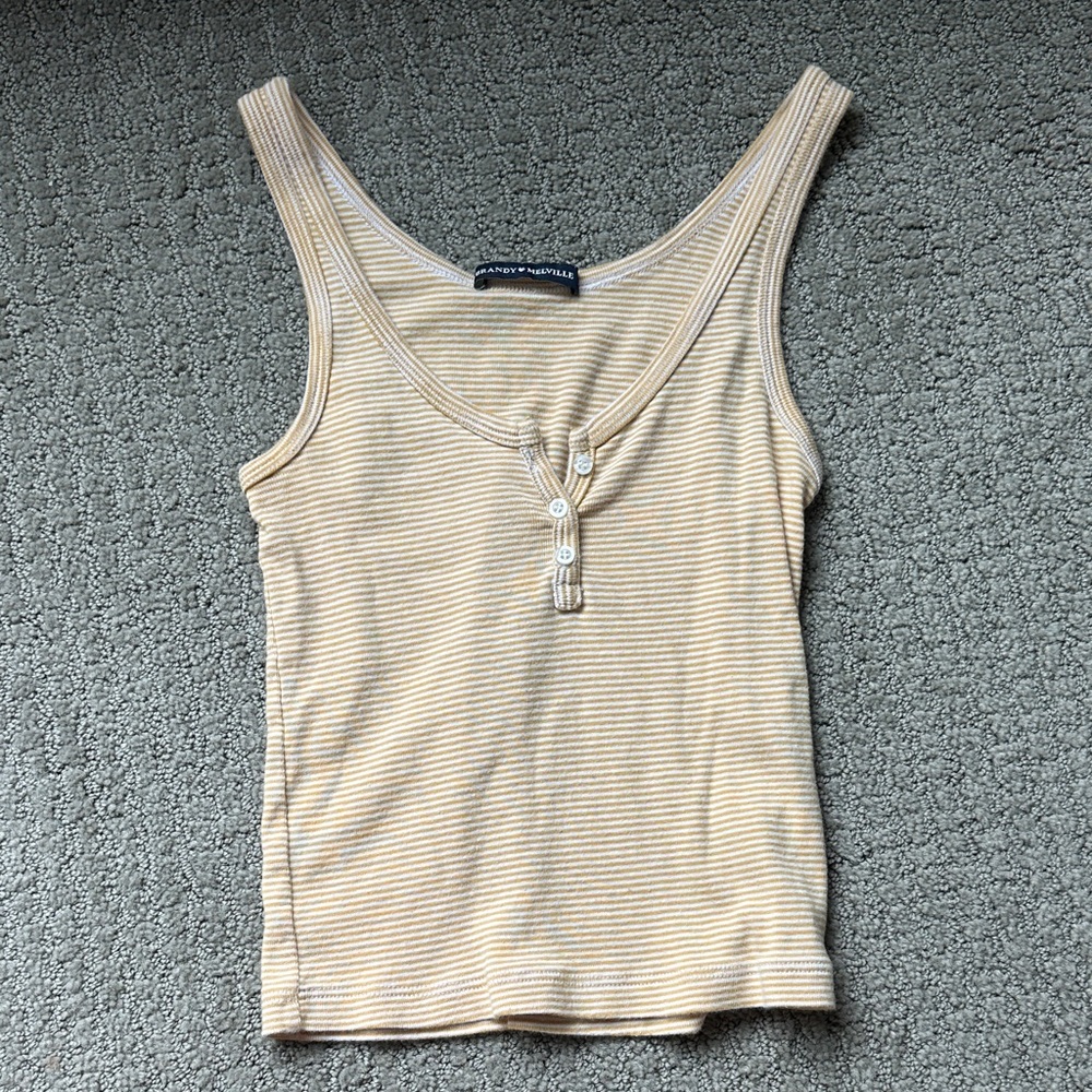 Brandy Melville Cream Striped Tank Top